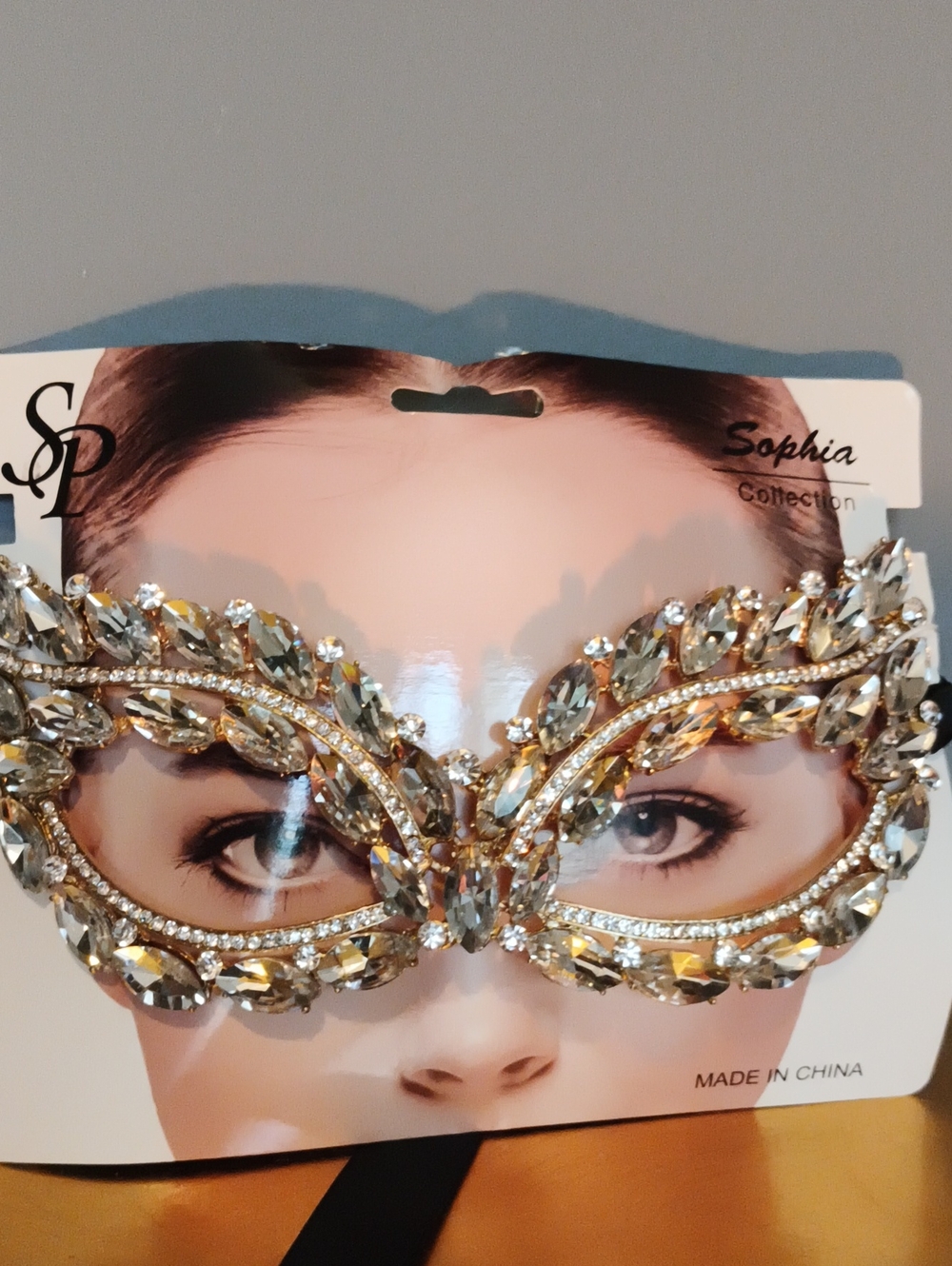 Sophia Collection Gold Crystal Masquerade Eye Mask Halloween